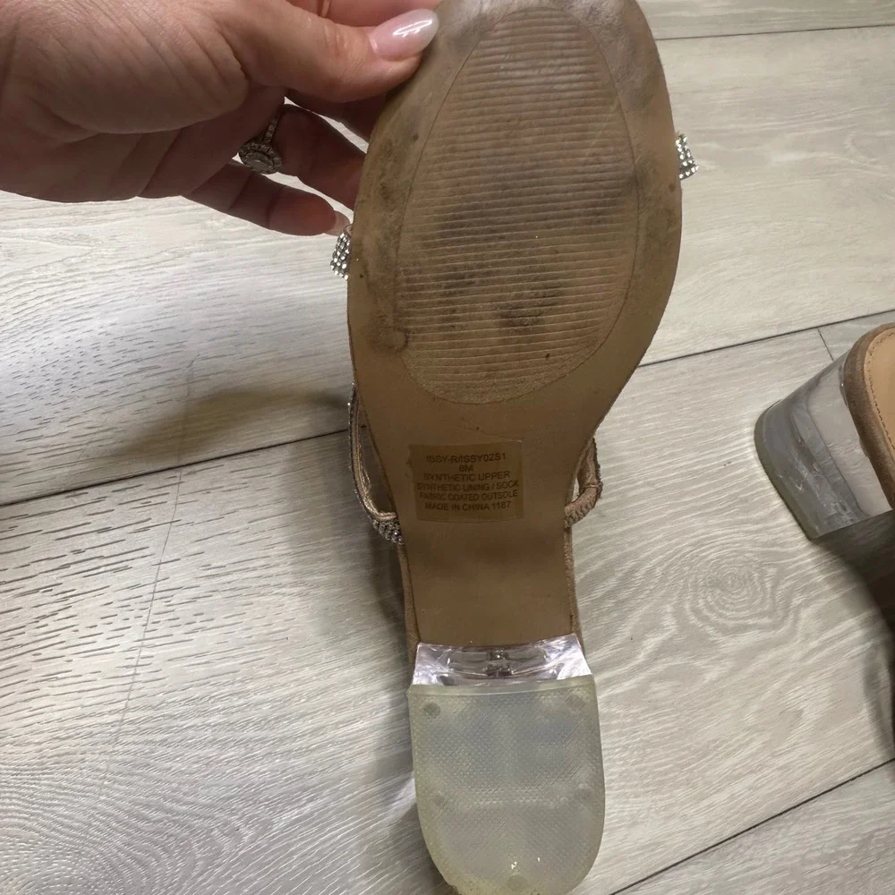 Steve Madden Issy-R rhinestone sandals clear vinyl mules block heels 8 y2k inspo